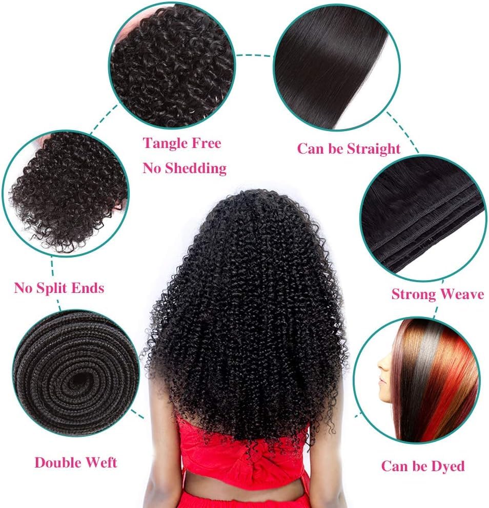 10A Brazilian Hair 3 Bundles Curly Human Hair Bundles 12 14 16 Brasilianische Haare Kinky Curly Huma