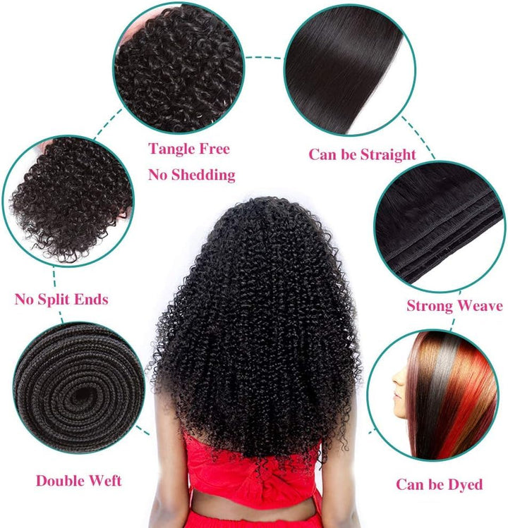 10A Brazilian Hair 3 Bundles Curly Human Hair Bundles 12 14 16 Brasilianische Haare Kinky Curly Huma