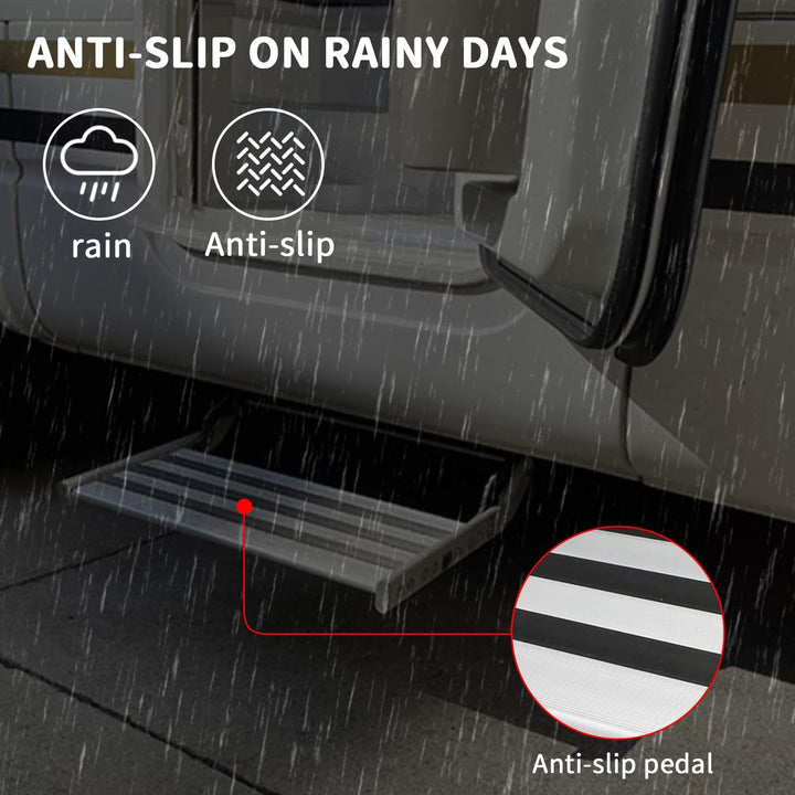 Manuelle Wohnmobil Treppe, Alu Einzelschicht Wohnmobiltrittstufen mit Anti-Slip-Streifen, Wohnwagen