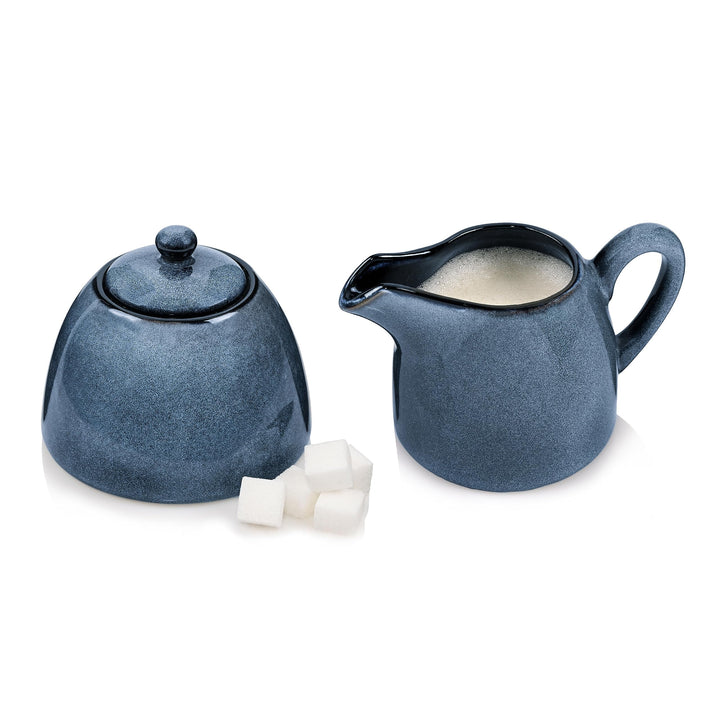Sänger | Milch und Zucker Set Darwin 3 TLG, Zuckerdose und Milchkännchen Set Steingut, Zuckerdose mi