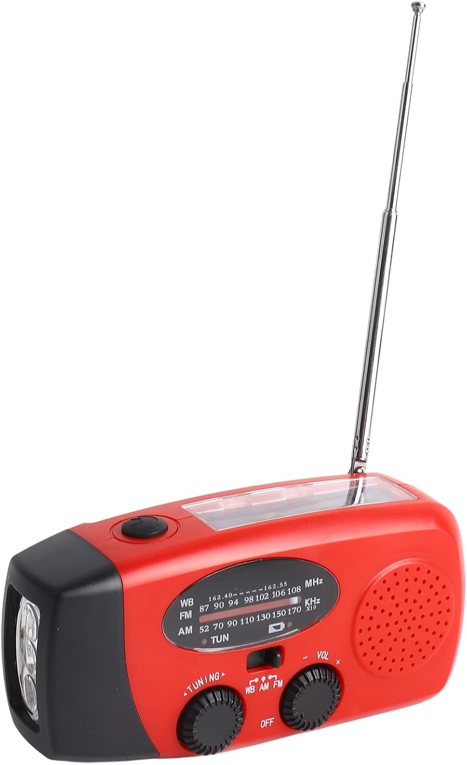 Notfallradio, Handkurbel-Solarbetriebenes AM FM NOAA-Wetterradio mit 3 LED-Leuchten, 1200-mAh-, für