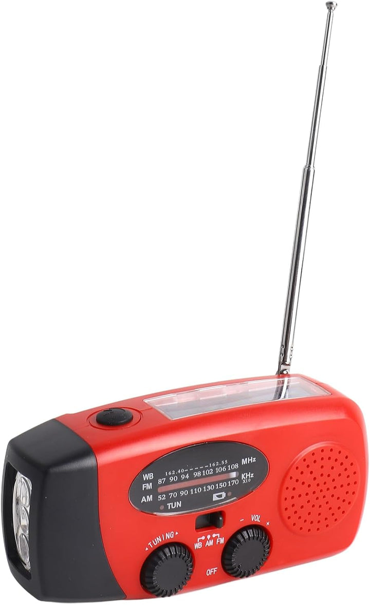 Notfallradio, Handkurbel-Solarbetriebenes AM FM NOAA-Wetterradio mit 3 LED-Leuchten, 1200-mAh-, für