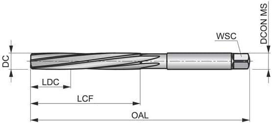 Dormer B100 High Speed Steel Handreibahle Spiral Flute 17/64 in (DE)