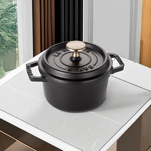 STAUB Gusseisen Bräter/Cocotte, Rund 14 cm, 0,8 L, Aromaregen Funktion, Für alle Herdarten geeignet,