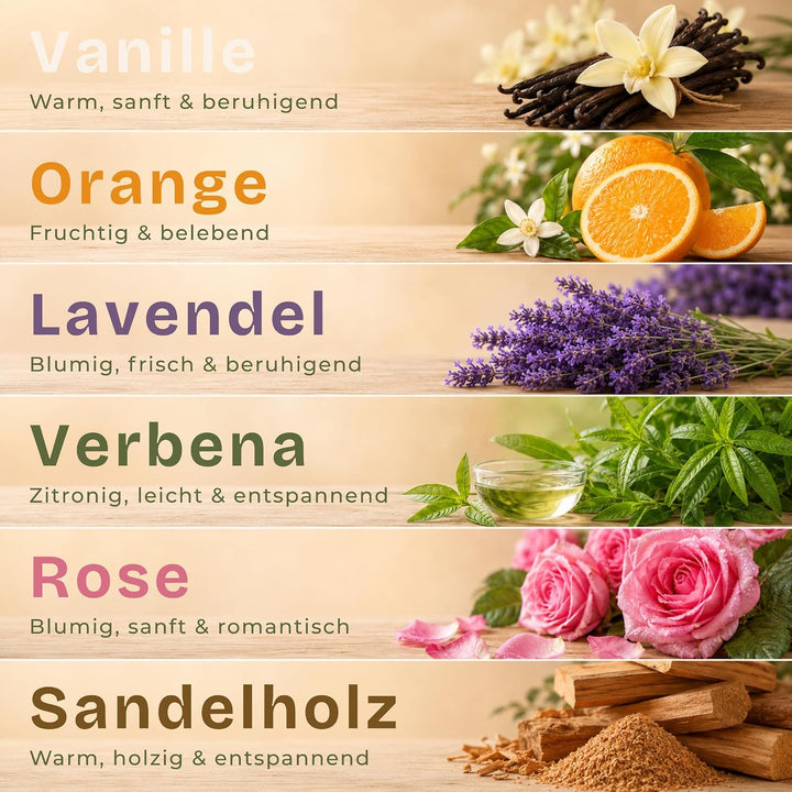 Kerzensand mit Duft Discovery Set 6x150g – [Orange/Vanille/Lavendel/Verbena/Rose/Sandelholz] – 18 Do