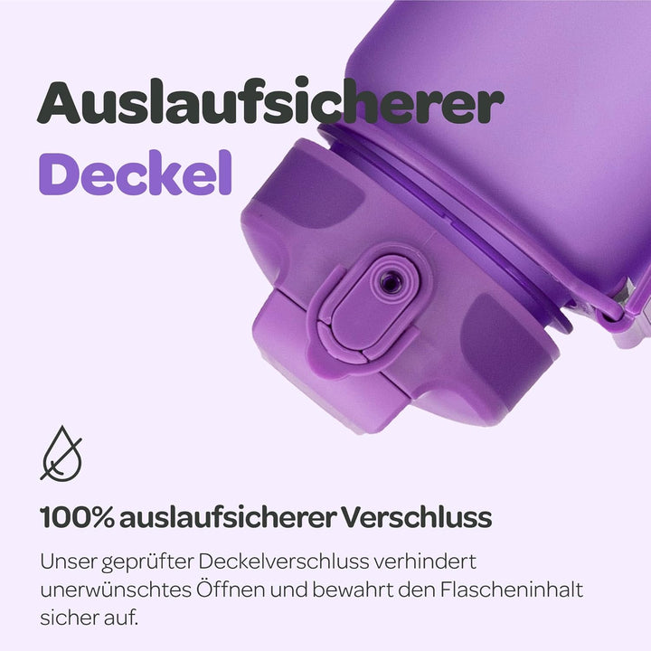 Hydracy Trinkflasche mit Strohhalm und Zeitmarkierung - 1L Wasserflasche - BPA-freie Trinkflasche -