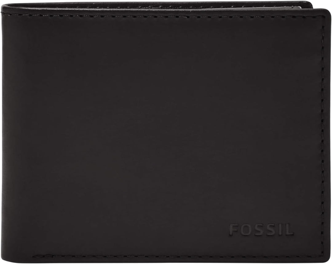 Fossil Herren Derrick Leder RFID-blockierende Bifold Passcase mit abnehmbarem Kartenetui Schwarz, Sc