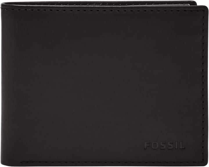 Fossil Herren Derrick Leder RFID-blockierende Bifold Passcase mit abnehmbarem Kartenetui Schwarz, Sc