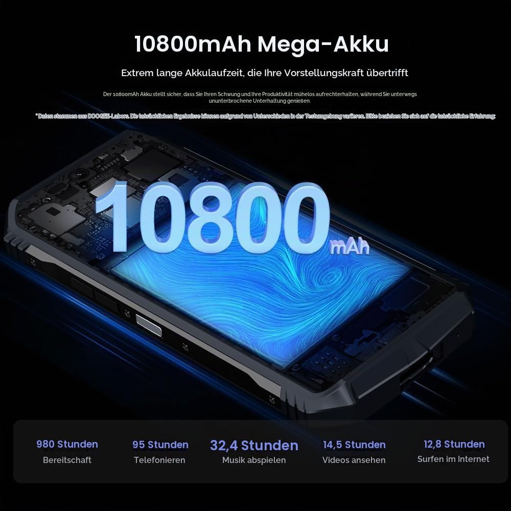 DOOGEE S118 Smartphone ohne Vertrag, Helio G99 Octa Core 20GB + 512GB, 10800mAh Akku / 33W, Robustes
