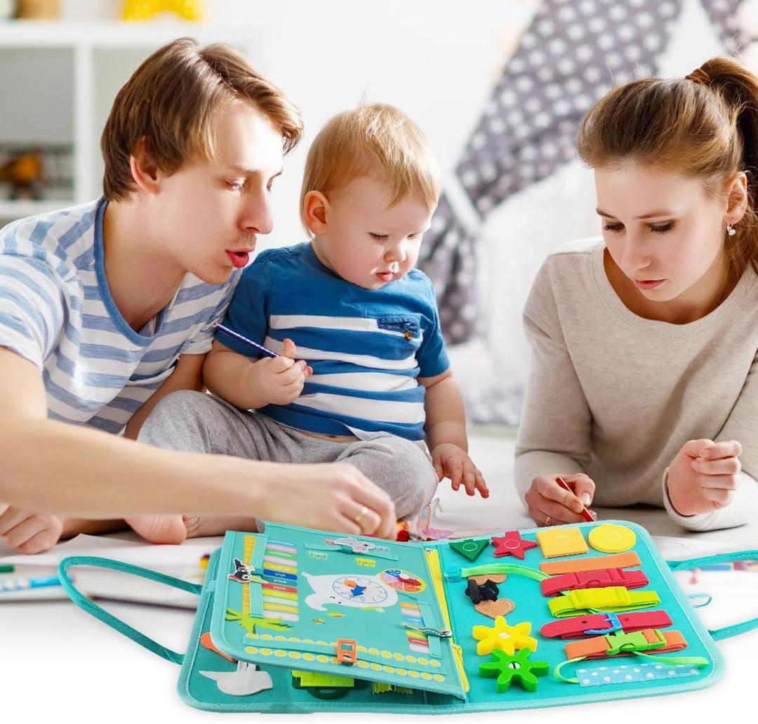 Montessori Busy Board Kleinkinder Motorikspielzeug,4 Schichten Activity Board ab 2 Jahre, Mädchen Ju