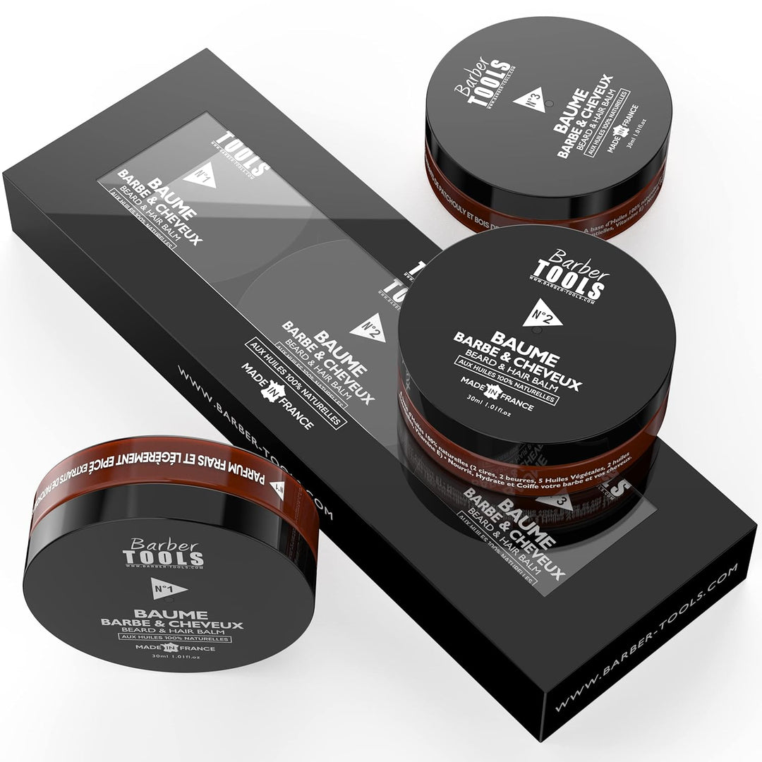 Set Bartbalsam | N°1/2/3 | 3X30ml mit 100% natürlichen Ölen - MADE IN FRANCE- Nährt, hydratisiert, s