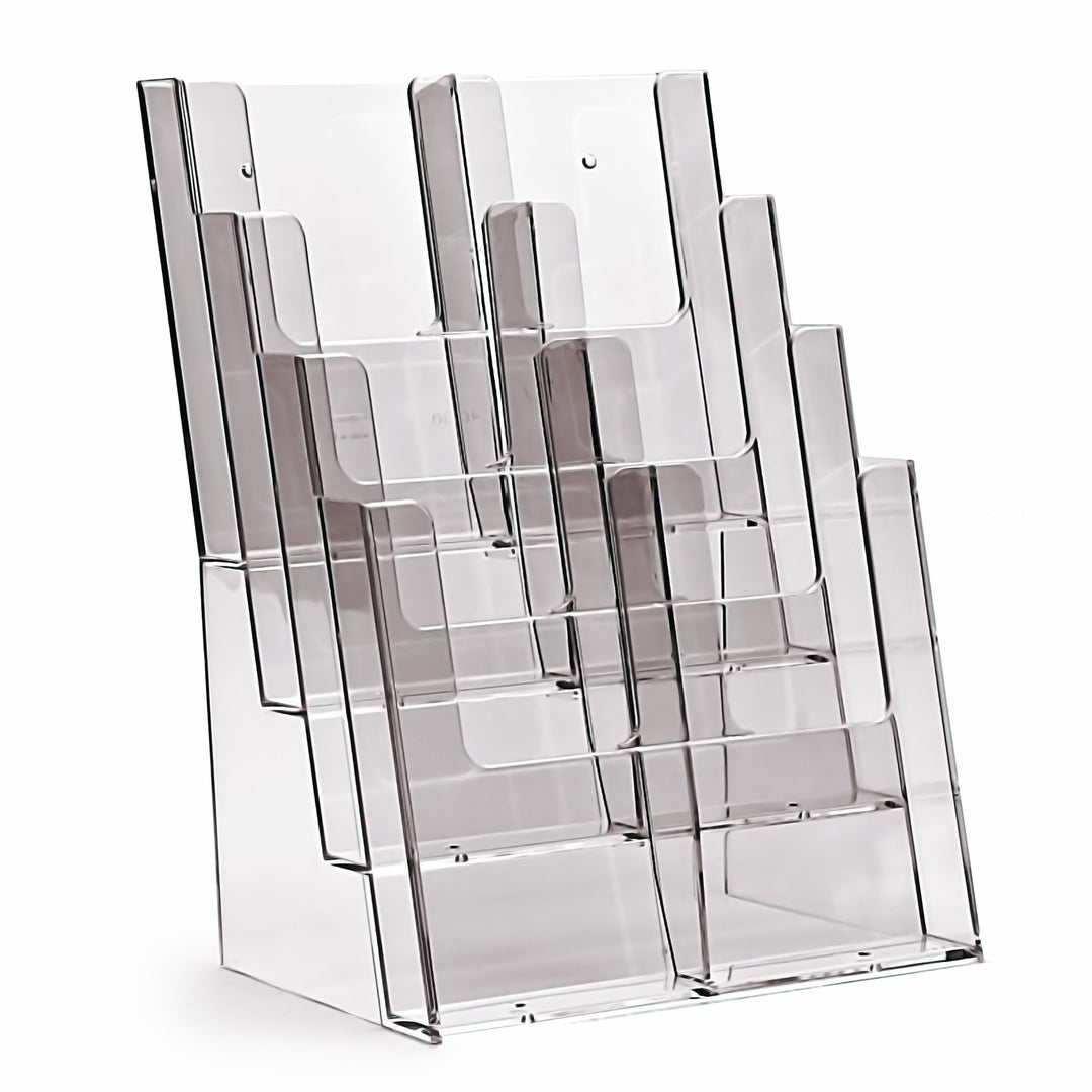 TAYMAR Tisch-Prospektständer, Prospektaufsteller im DIN A4 Format (4 Fächer) auf 4 Etagen inkl. Fach