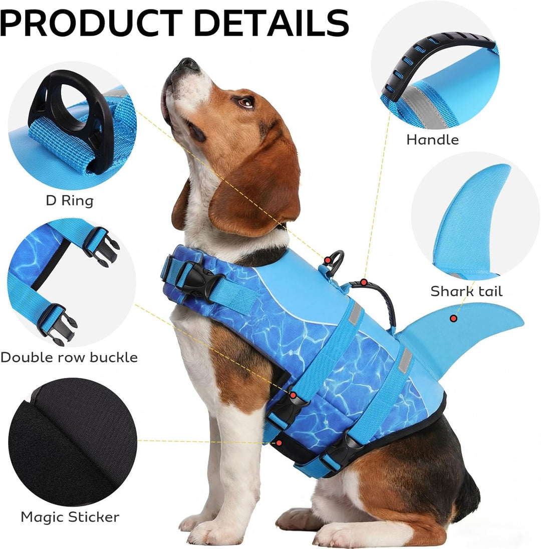 CITÉTOILE Schwimmweste Hunde Hai, Leicht und Sicher für Wassersport, hundeschwimmweste mit Griff und