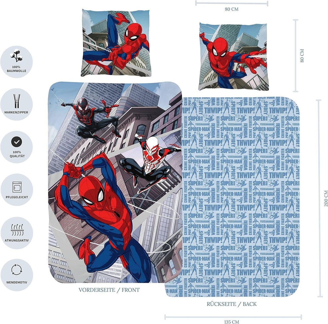 Marvel Spiderman Bettwäsche Bettbezug 135x200 80x80 Baumwolle · Kinderbettwäsche Teenager-Bettwäsche