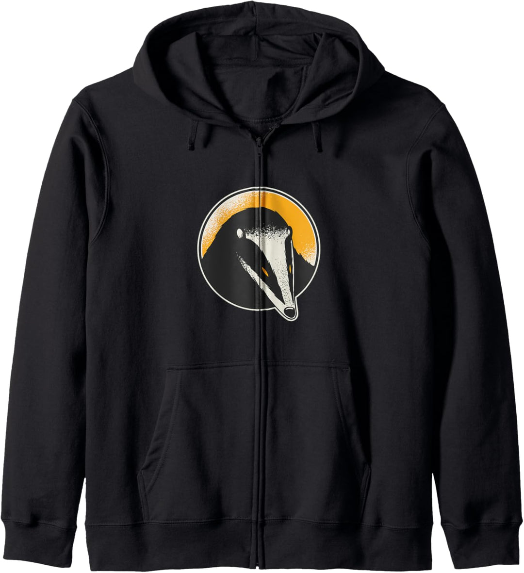 Cooles Dachs Tier-Design mit Dachs über einem gelben Kreis. Kapuzenjacke