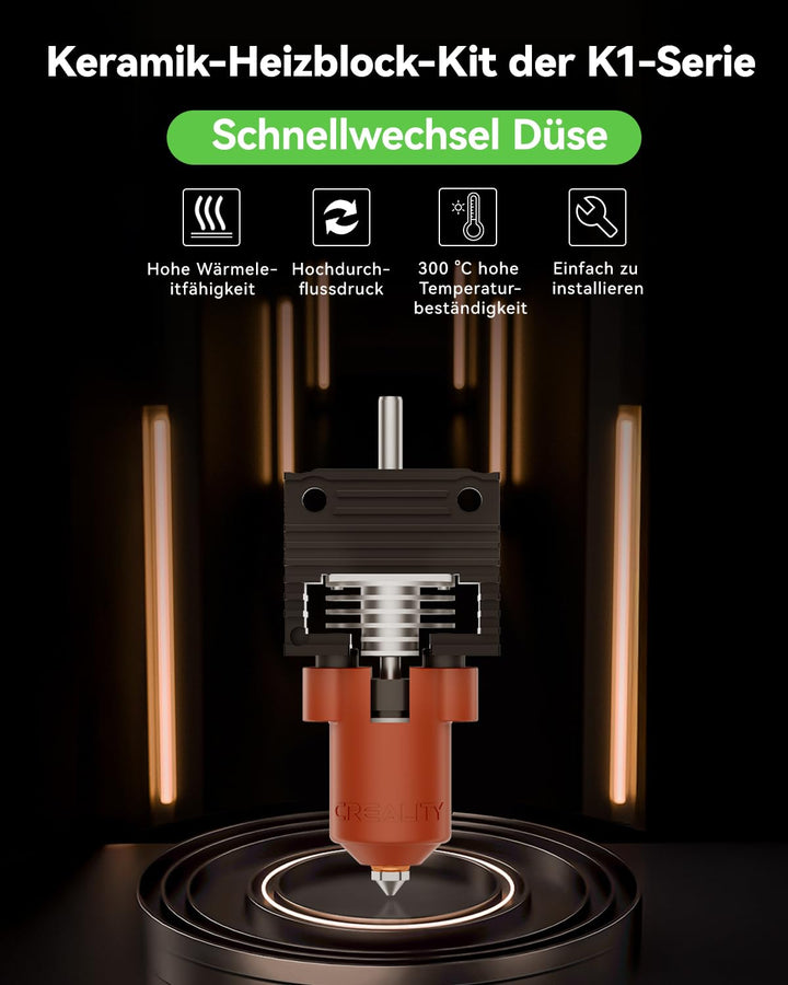 Creality Offizielle K1 SE Upgrade Keramik Heizblock Kit, Neue Version mit Schnallenanschluss, Unters