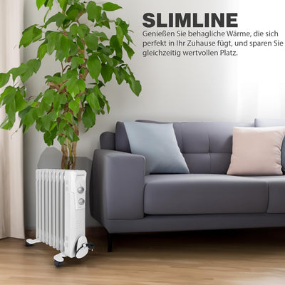 Clatronic RA 3736 9 Rippen-Ölradiator, mobiler Heizkörper, 2000 Watt, stufenloser Thermostatregler,