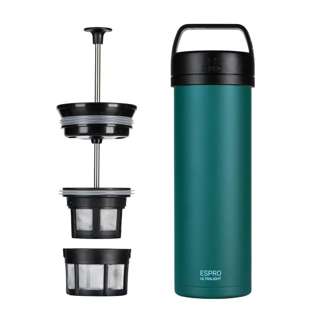 ESPRO Reise French Press Ultralight Mini Coffee Maker mit Thermo-Funktion, 475ml, grün Grün ESPRO Re