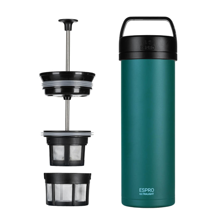 ESPRO Reise French Press Ultralight Mini Coffee Maker mit Thermo-Funktion, 475ml, grün Grün ESPRO Re
