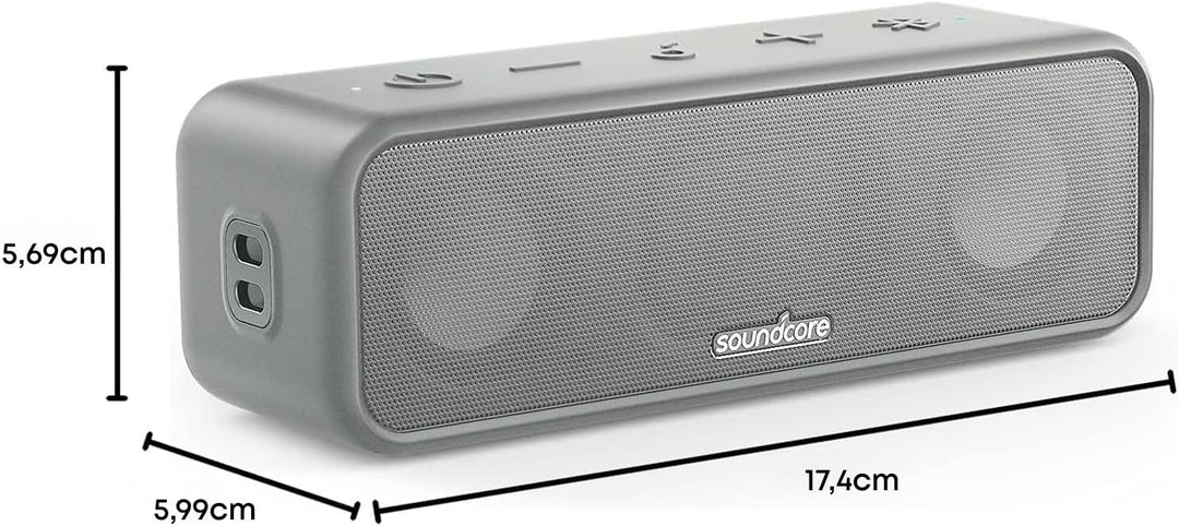 soundcore 3 Bluetooth Lautsprecher, Stereo-Sound, Audiotreiber mit Titan-Membran, PartyCast, BassUp,