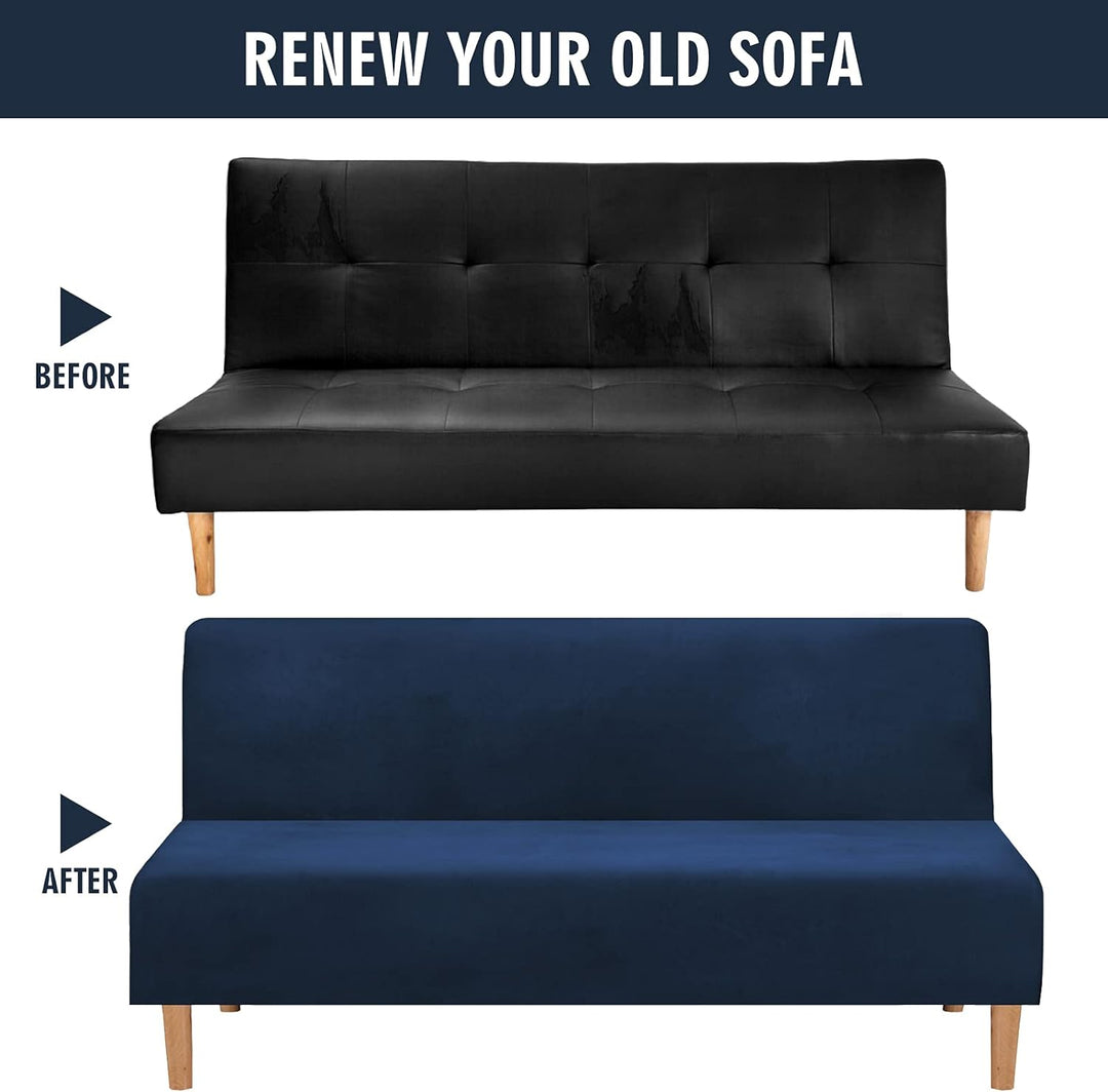Mingfuxin Armlose Schlafsofabezüge, Stretch-Samt Futon Couchbezug Dicke weiche gemütliche Sofa Schon
