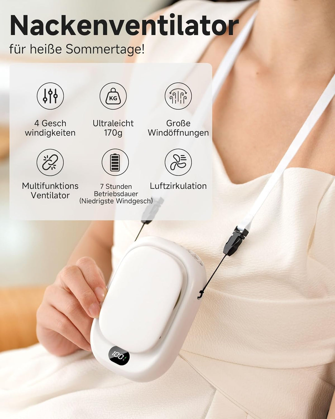 ViSSKO Taillen Clip Ventilator, 2000mAh Tragbarer Klein Ventilator Waist Fan mit Clip, 4 Geschwindig