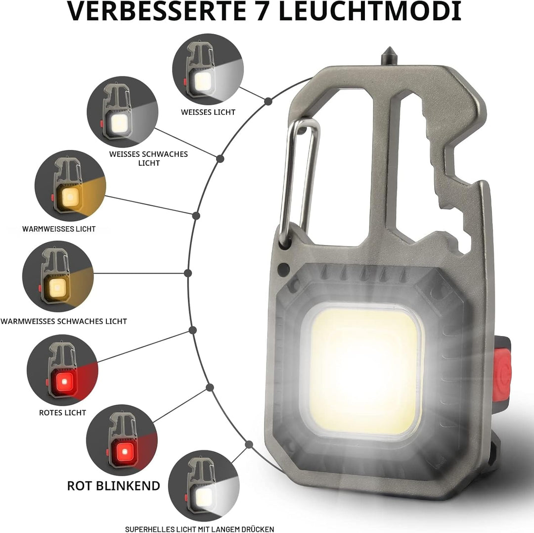 T-SUN Tragbare Mini LED Arbeitsleuchte Schlüsselanhänger Taschenlampe 7 Modi 800 Lumen Wiederaufladb