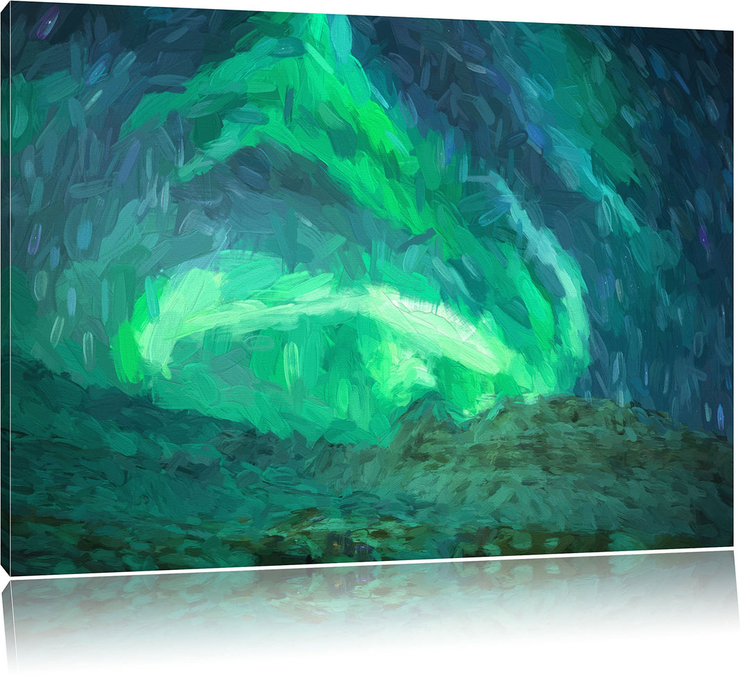 Pixxprint Nordlichter über Island Kunst als Leinwandbild/Grösse: 100x70 / Wandbild/Kunstdruck/fertig