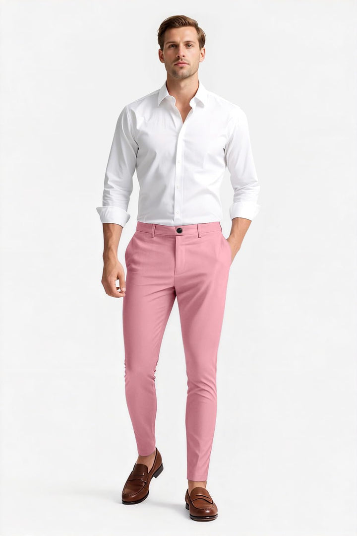 GINGTTO Herren Chino Hose Skinny Chinohose Casual mit Stretch Designer Hose Stoffhose, 30W / 30L Ros