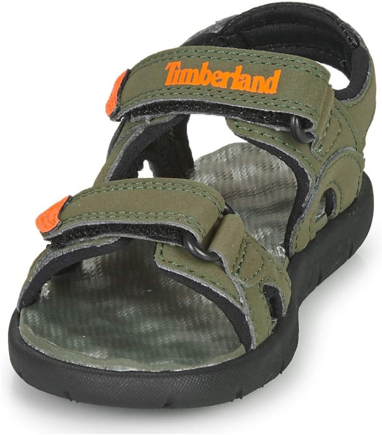 Timberland Unisex Kinder Perkins Row 2-Strap (Youth) Sandalen 23 EU Grün Dark Green With Orange, 23