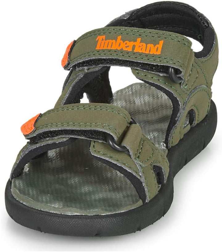 Timberland Unisex Kinder Perkins Row 2-Strap (Youth) Sandalen 23 EU Grün Dark Green With Orange, 23