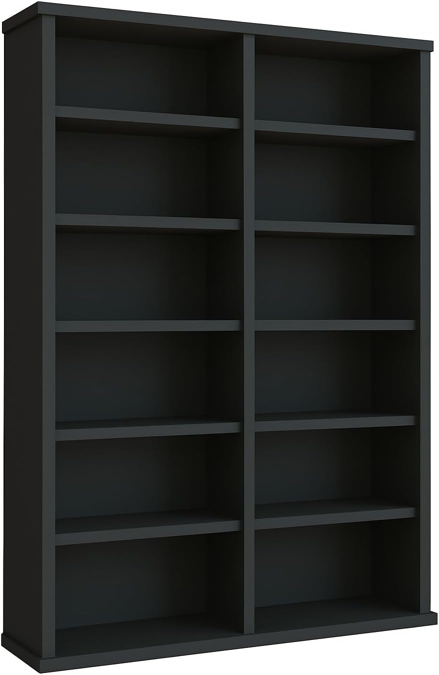 VCM Holz CD DVD Stand Regal Schrank Aufbewahrung Standregal Ständer Ronul Schwarz, Schwarz