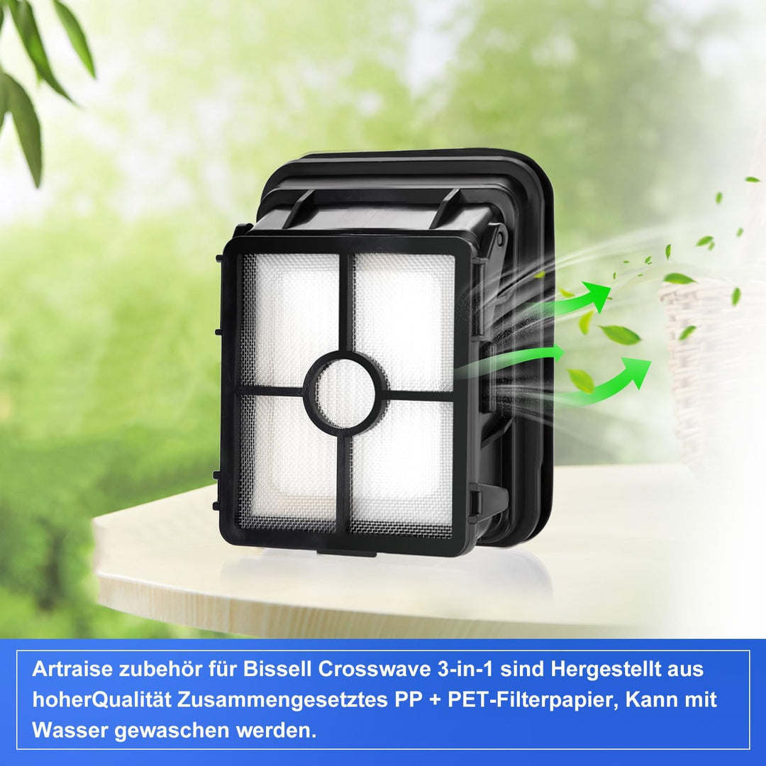 Artraise Filter für Bissell Crosswave - 3-in-1 Zubehör mit 2 Stück Ersatzfilter und 2 Stück Multiflä