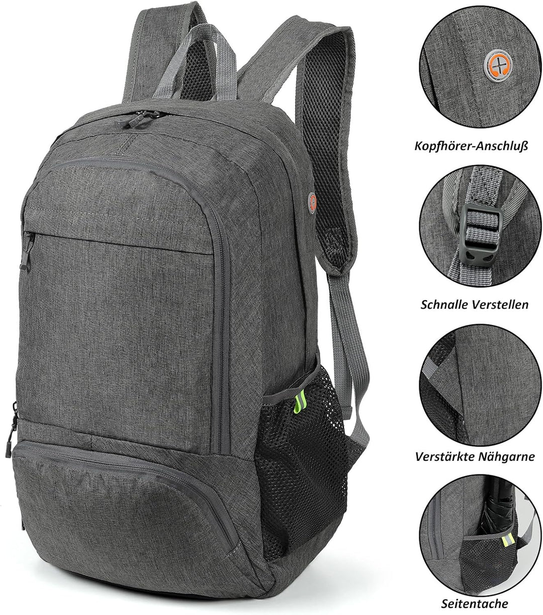 TANTOMI Wanderrucksack Ultraleicht Faltbarer Rucksack Klein, Packable Tagesrucksäcke Trekkingrucksac
