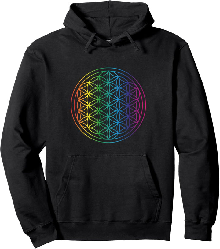 Blume des Lebens Regenbogen Pullover Hoodie