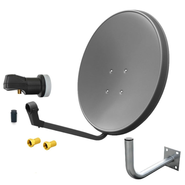 ARLI 60 cm HD Sat Anlage Single LNB Digital + Wandhalter 25 cm + 2 F-Stecker 1 Teilnehmer Antenne Gr