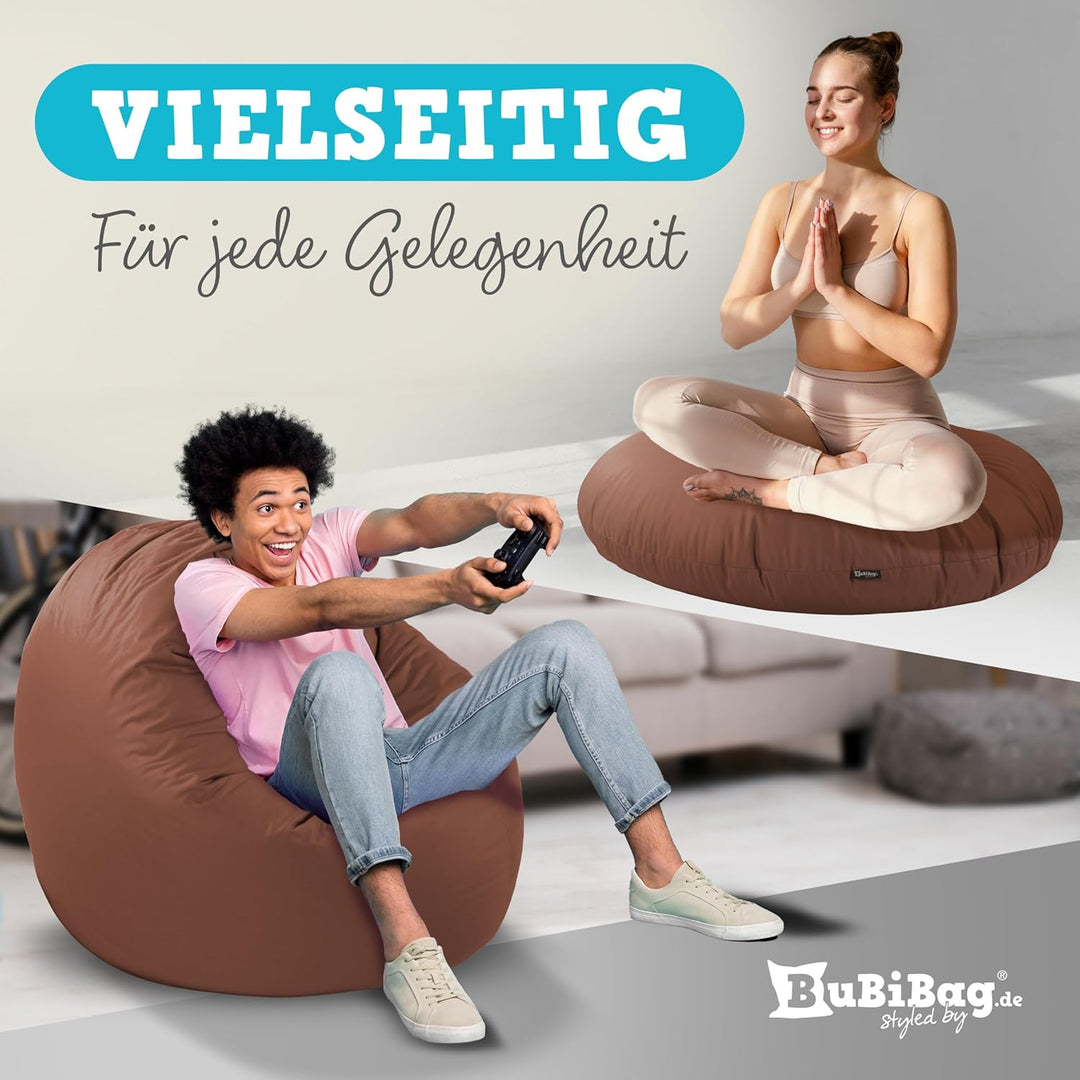 BuBiBag 2in1 Sitzsack L - XXL mit Füllung für Kinder & Erwachsene, Gaming Beanbag & Bodenkissen für