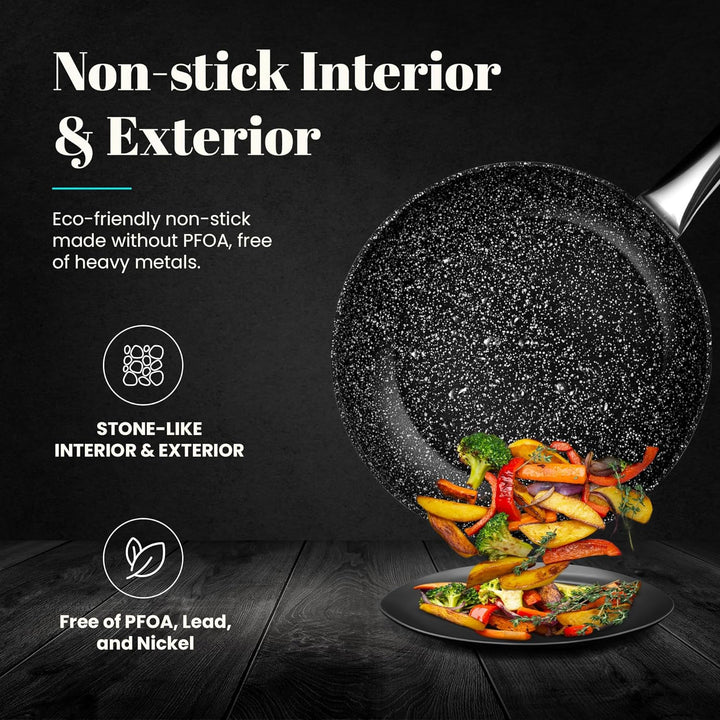 WECOOK! Professional Bratpfanne 32 cm, Ökologischer Antihaft-Stein ohne PFOA, Geschmiedetes Aluminiu