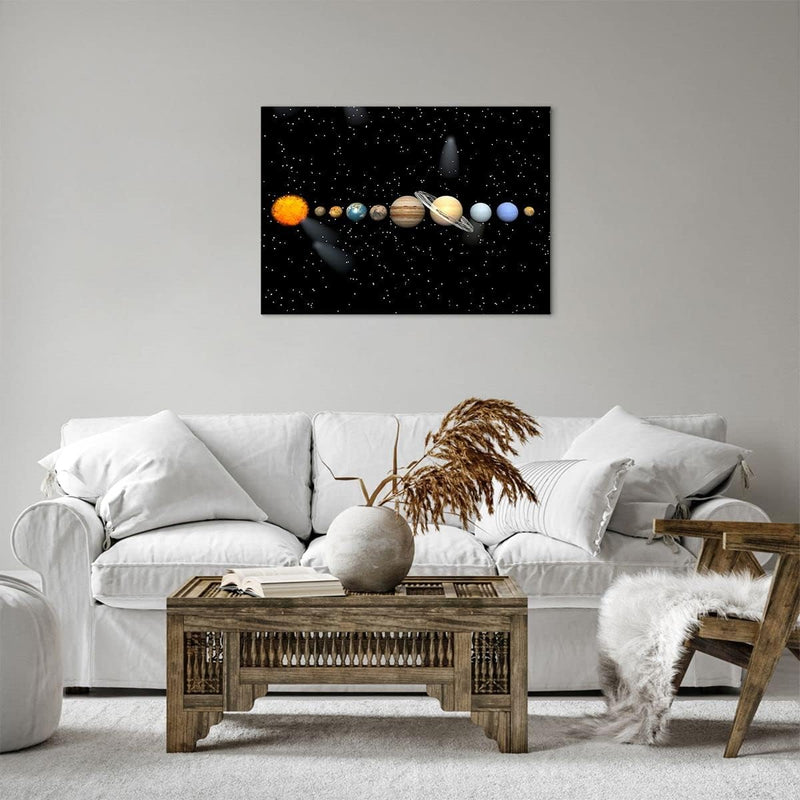 Bilder auf Leinwand Universum Galaxie Planeten Sterne Leinwandbild 70x50cm Wandbilder Dekoration Woh