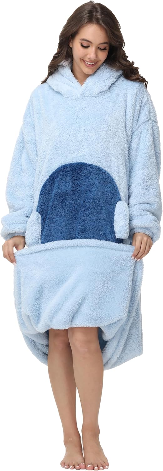 LATH.PIN Hoodie Decke Tragbare Verlängert Übergrosse Oversized Pullover Tragbare Deckenhoodie Gemütl