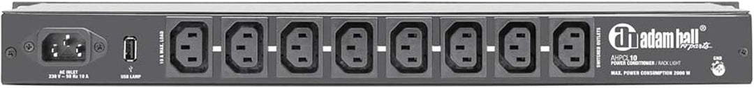 Adam Hall 19" Parts PCL 10 - Power Conditioner mit Rack-Beleuchtung, Schwarz