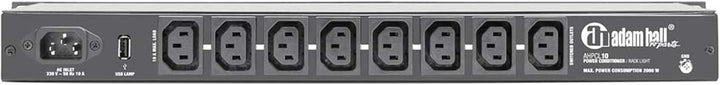 Adam Hall 19" Parts PCL 10 - Power Conditioner mit Rack-Beleuchtung, Schwarz