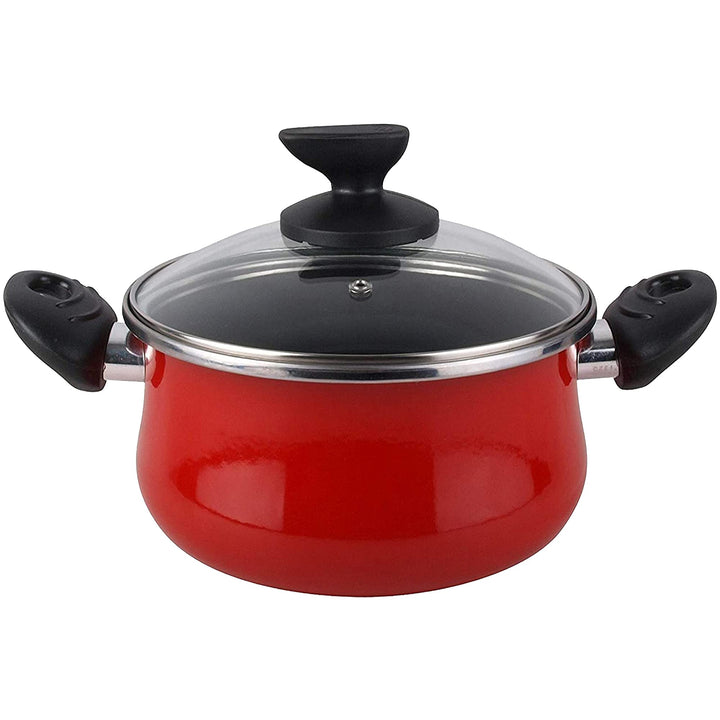 Magefesa Topf, 9,000,000 g Fassungsvermögen, Emailliertem Finish, Rot, mit Deckel, Durchmesser 20 cm