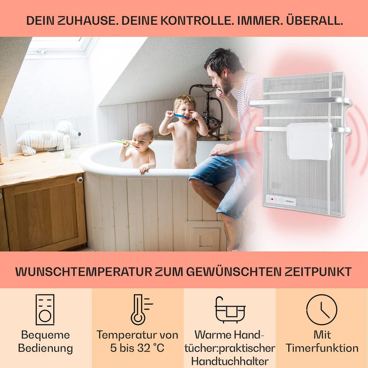 Klarstein Infrarotheizung, Infrarot Flachheizkörper für Bad und Innenraum, Infrarotheizung mit Therm