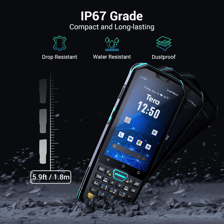 Tera Android 11 Barcode-Scanner mit 26 Tasten HS7-Scan-Engine IP67 robust 4+64GB 5100 mAh Akku QC 3.