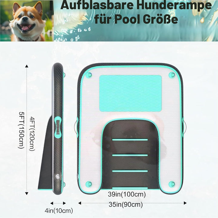 Hunderampe Aufblasbare Hunde Wasserrampe, Hundeboot Rampe Schwimmende Dock Leiter für Pool, Boot, Se