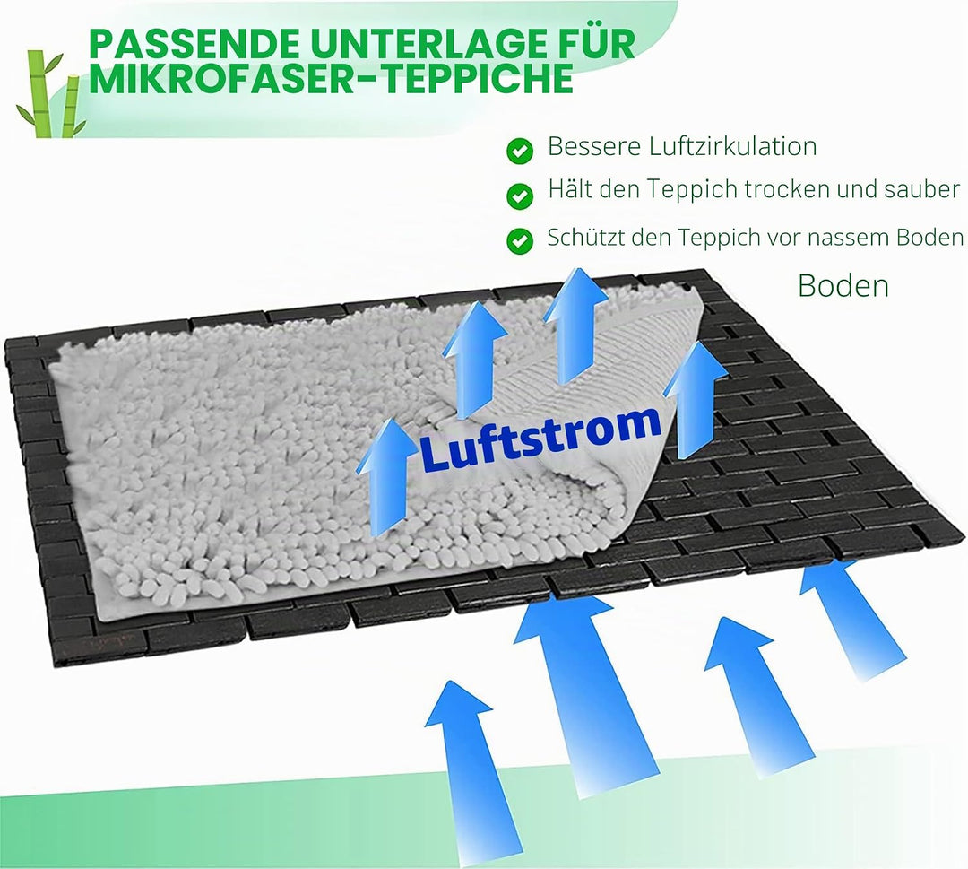 Badematte Bambus - Badematte Holz - Antirutschmatte Badewanne - Bambus Badematte - Bambusmatte Bad -