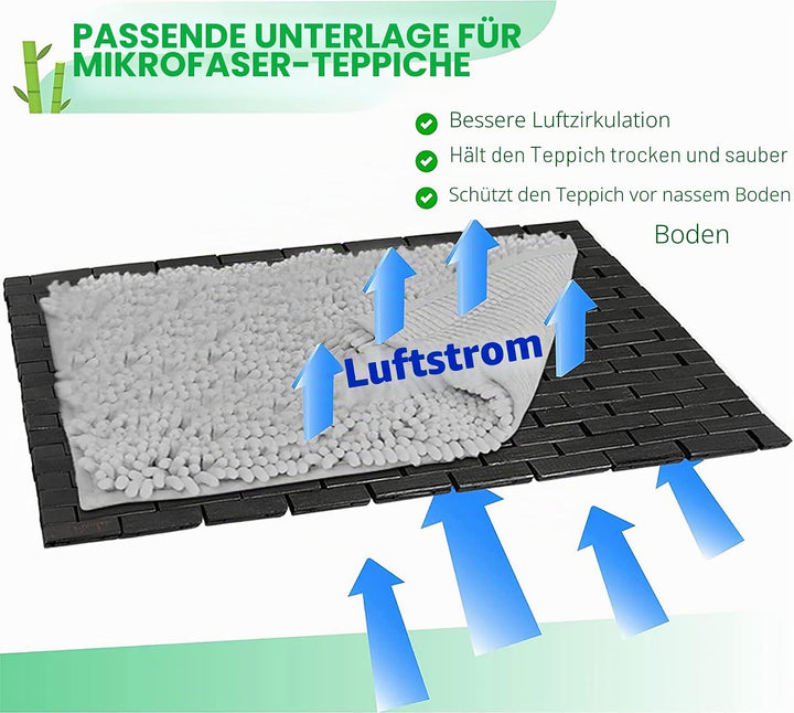 Badematte Bambus - Badematte Holz - Antirutschmatte Badewanne - Bambus Badematte - Bambusmatte Bad -