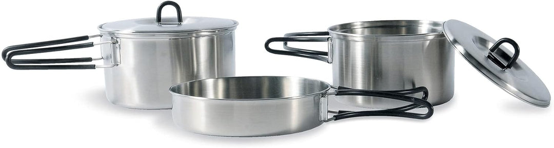 Tatonka Camping-Kochgeschirr Cookset Regular (5-teilig) - Edelstahl-Geschirr mit Pfanne und 2 Töpfen