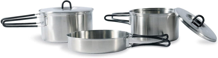 Tatonka Camping-Kochgeschirr Cookset Regular (5-teilig) - Edelstahl-Geschirr mit Pfanne und 2 Töpfen